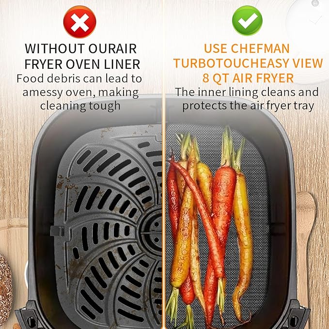 Oven Liners for Bottom of Oven, 10"x9.7" Reusable Non-Stick Heat Resistant Toaster Liners Toaster Mat for Chefman TurboTouch Easy View 8 QT Air Fryer, 4 Pack