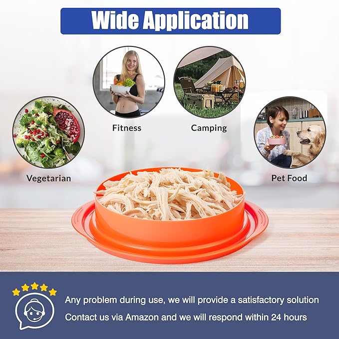 Chicken Shredder Tool Twist: 2026 Pro Food-Grade Visible Meat Shredder with Strong Anti-Slip Base, Ergonomic Handle, Chicken Breast Shredder, Suitable for Pork Beef Chicken (Orange)