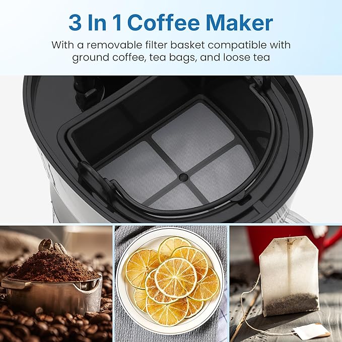 Iced Tea Maker Machine with 20OZ Pitcher, Cold Brew Coffee Maker with Reusable Filter, Strength Control for Flavor, Compact Single Serve Machine for Grounds/Tea for Home & Office, Black