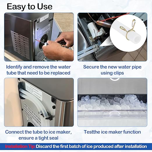 Ice Maker Drain Tube Fit for GE Profile Nugget, Replacement Hose Compatible with Opal Nugget Countertop Ice Maker with Tank - Ice Maker Parts 1/4 ID Silicone Water Line