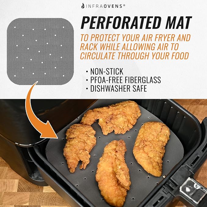 Air Fryer Liners Reusable for Cosori 3.7qt, Instant Pot Vortex Plus 4qt Airfryer, Chefman 2.6qt, 7 inch Accessories with Cooking Recipes, Non Disposable Replacement for Parchment Paper by INFRAOVENS
