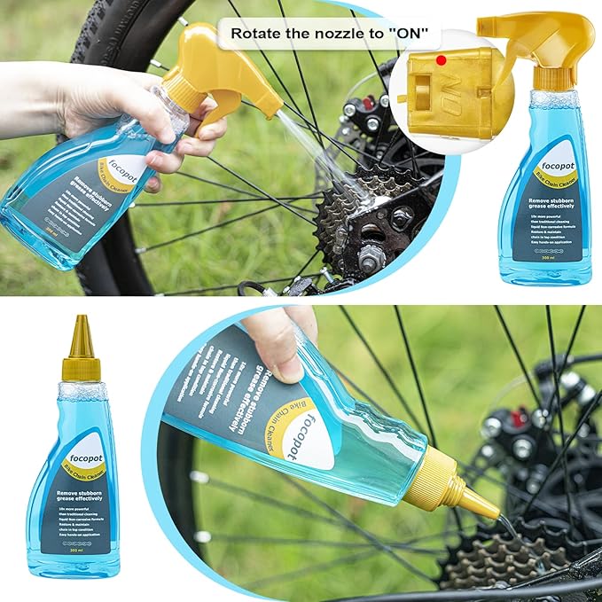 Bike Cleaning Kit Including Bicycle Chain Cleaner Degreaser,Cycling Chain Lube,Cleaner Brush Tool,Scrubber,Suitable for Mountain/MTB,Ebike,Road Bike and Trail Bikes