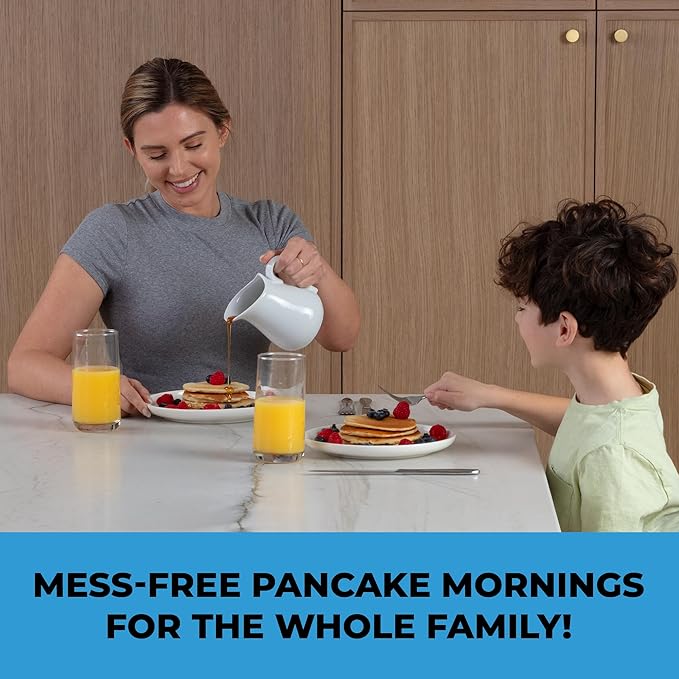 Pancake Batter Dispenser - Kitchen Must Have Tool for Perfect Pancakes, Cupcake, Waffle, Muffin Mix, Cake & Crepe - Easy Pour Baking Supplies for Griddle - Pancake Maker with Measuring Label (Black)