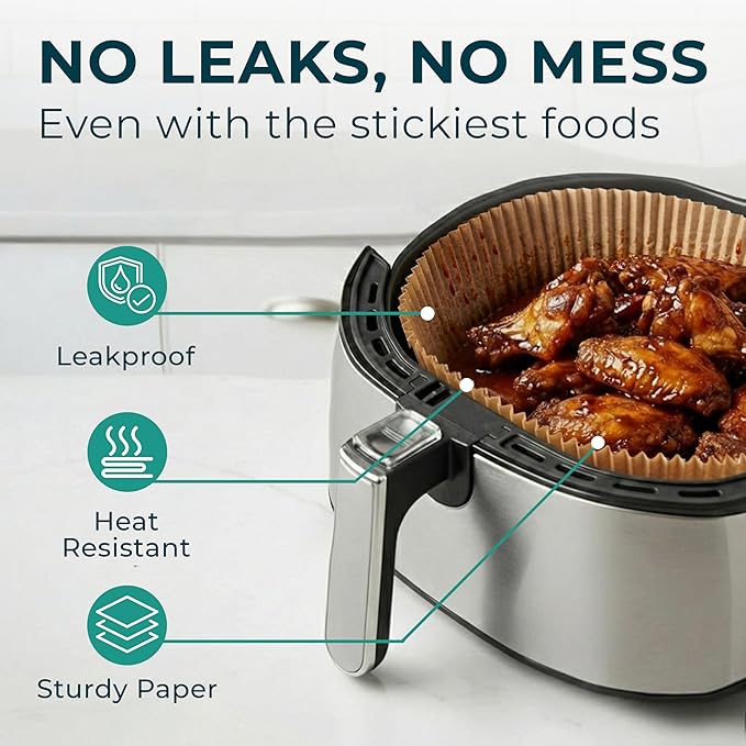Cathy Yoder's Round Air Fryer Liners, 125 PCS 8 inch Air Fryer Liners Disposable Round, 5-8 QT Circle Airfryer Liner Easy Cleanup Airfryer Parchment Paper Round-Shape Sheets for Cooking & Baking
