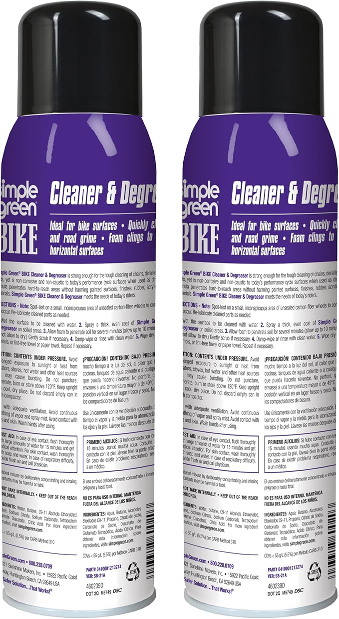 Simple Green Bike 20oz Aerosol Cleaner and Degreaser (2 Pack)