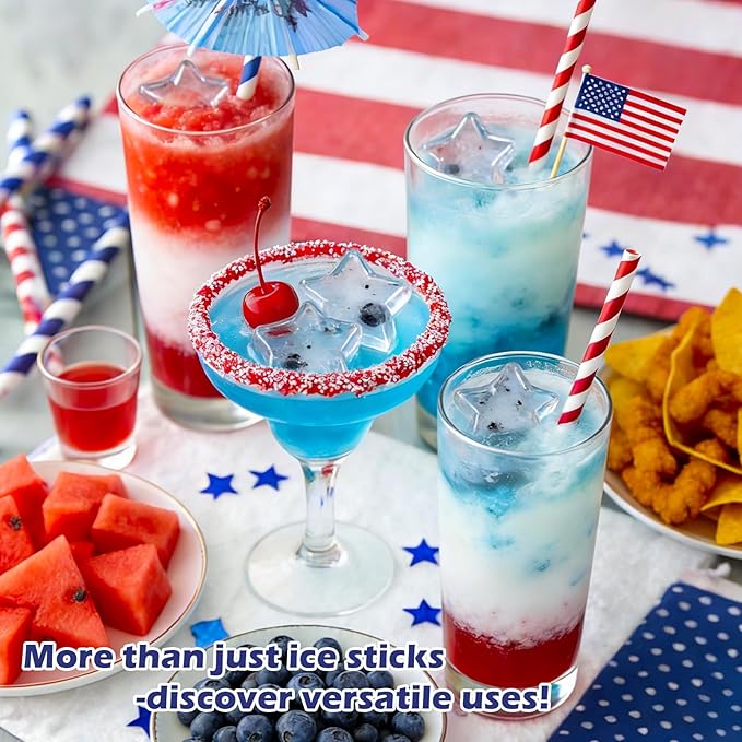 Webake Star Ice Cube Tray with Lid, 2 Packs Silicone Star Ice Molds for Freezer, Reusable Ice Cube Trays for Cocktails, Whiskey & Chilled Drinks