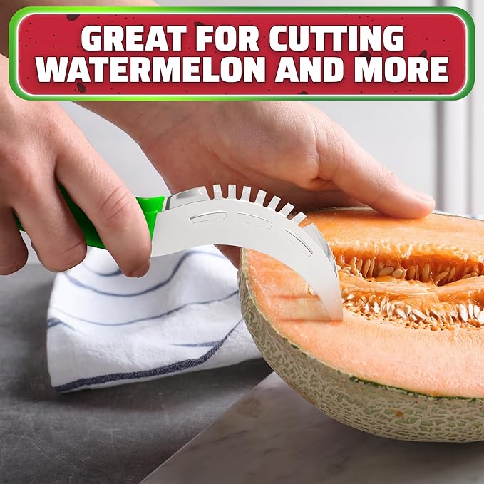 Watermelon Slicer Cutter Tool – Durable Stainless Steel Blade Watermelon Cutter with Ergonomic Handle | Slice or Cube Cantaloupe & Honeydew, Quick, Mess-Free Prep for Summer Snacks, Parties & BBQs
