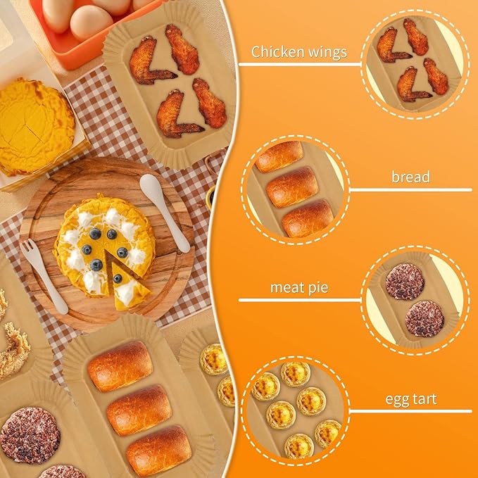 Air Fryer Disposable Paper Liner for Ninja DZ201/DZ401/DZ550/DZ302/SL401/SL451,100PCs Rectangle 8.6x 5.5'' Baking Parchment Paper Inserts Accessories,Ninja Foodi Dual Papel para Freidora de Aire