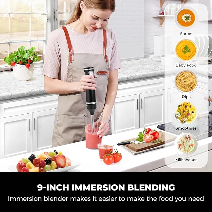 Pukomc Hand Mixer,5-in-1 Multifunctional Portable Charging Device Hand Blender,with lmmersion Blender and Beater,Whisk,Milkshake Bars,Blender Vessel,Easy to Clean