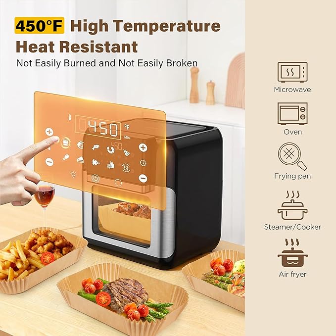 Air Fryer Liners Disposable, Ninja Air Fryer Liners, 125pcs Rectangle 8.6x5.5 In Parchment Paper For Ninja Dz201 Dz401, Airfryer Liners Non-Stick And Oil Proof Food Grade Ninja Air Fryer Accessories