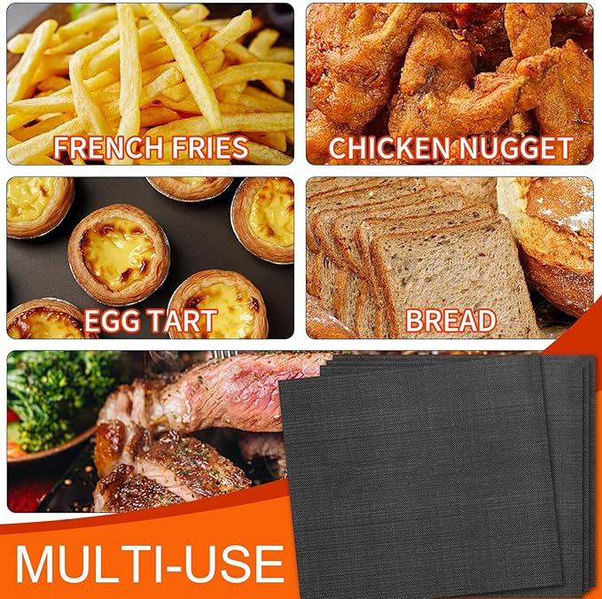 4 Packs Oven Liners for Bottom of Oven, 11.4"x9.8" Reusable Non-Stick Heat Resistant Toaster Liners Toaster Mat for Cuisinart TOA -28 TOA -26 AFR-25 Air Fryer Convection Oven