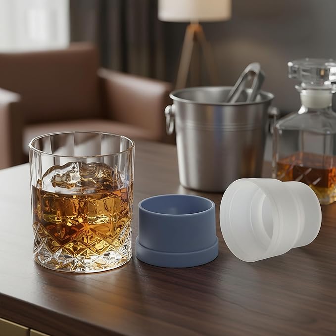 Whiskey Glasses Set of 6 with 6 Ice Ball Molds - 11 Oz Old Fashioned, Bourbon, Scotch, Cocktail, Rocks Glasses, Crystal Barware Drinking Set, Gift Box, Unique Bourbon Gifts for Men