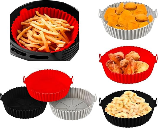 SAMNATE 3pcs Air Fryer Liners reusable - silicone air fryer liners, AirFryer Accessories, Air Fryer Silicone Liner - reusable airfryer liners - air fryer pans - airfryer liners