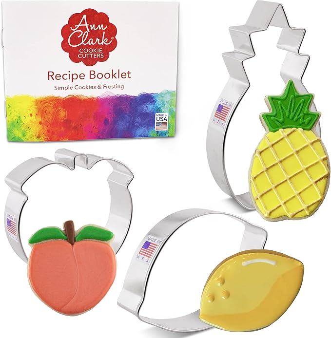 Ann Clark Fruit Cookie Cutters 3-Pc. Set (Lemon, Pineapple, Peach) Made in USA