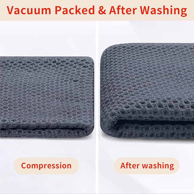 Homaxy 100% Cotton Kitchen Towels and Dishcloths Set, 12 x 12 Inches and 13 x 28 Inches, Set of 16 Bulk Kitchen Towels Set, Ultra Soft Absorbent Dish Cloths for Washing Dishes, Dark Grey