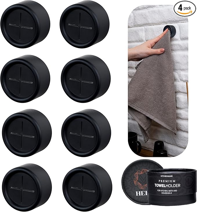 HEFA Towel Holder, 8 Pack Modern Kitchen Towel Hooks, Plastic, Chrome, Wall Mount, Towel Organizer, Kitchen and Bathroom Organization, 2 lbs Weight Capacity