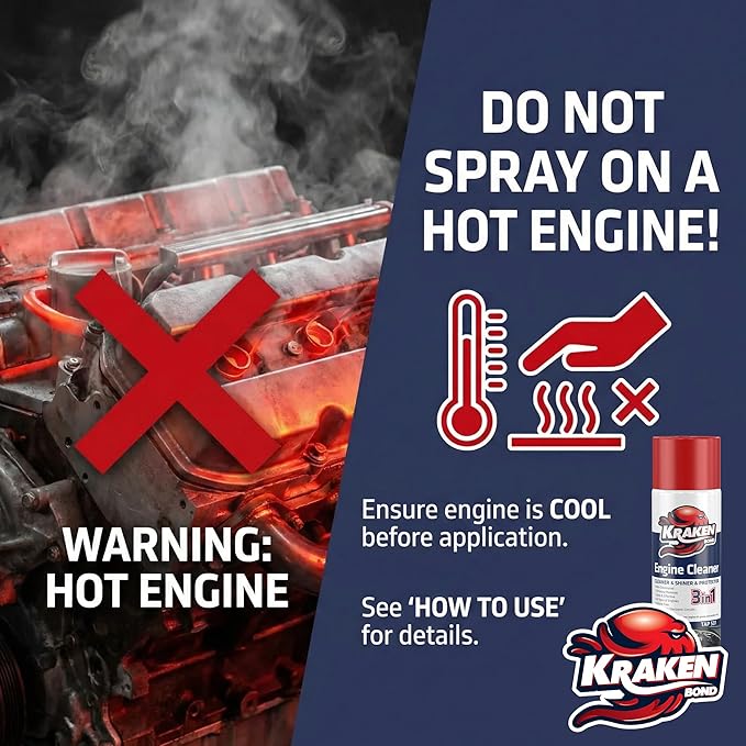 KRAKEN BOND Engine Cleaner Spray - (1x12.3 fl. Oz) Degreaser for Engine Bay, Gunk, and Motor | 1 Pack