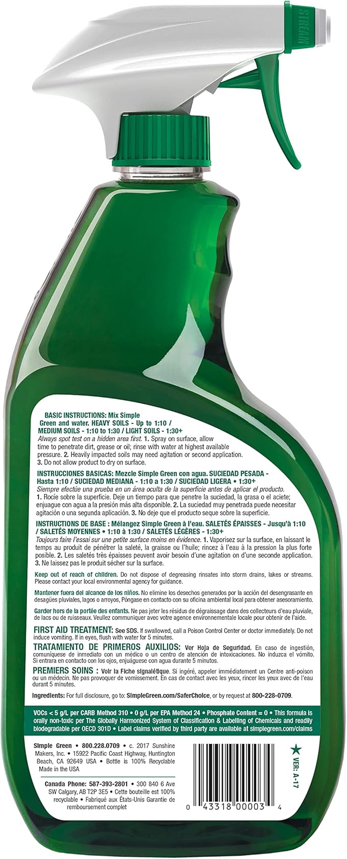 Simple Green, SMP13012, Industrial Cleaner/Degreaser, 1 Each, White, 24 Fl Oz (Pack of 1)