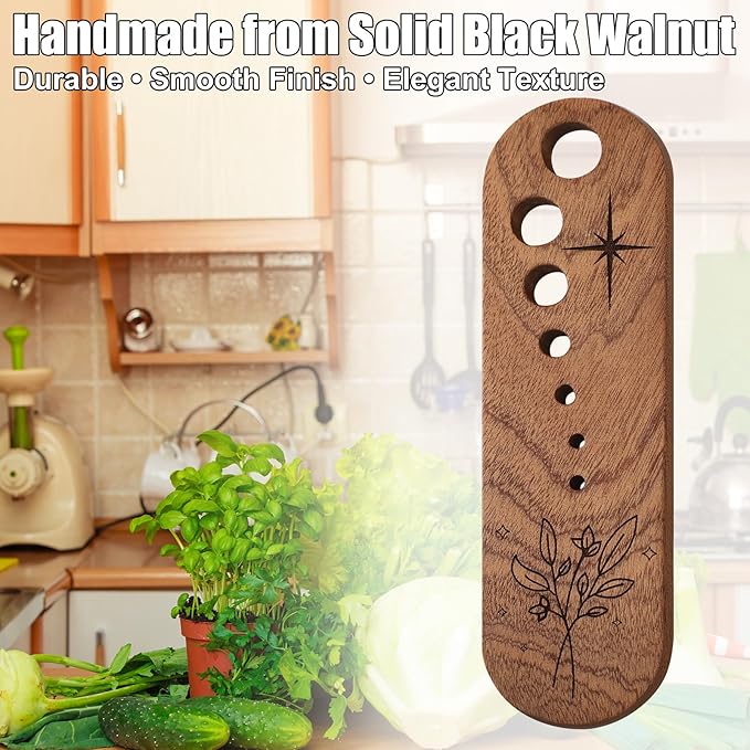 LemonRoad 2 Pcs Wooden Vegetable Leaf Separator Herb Stripper Tool Supplies with Cleaning Brush Wood Leaf Peeler Tool 7 Hole Sizes Fun Kitchen Gadget Herb Stripper Bowl Gifts for Home Cooks Chefs