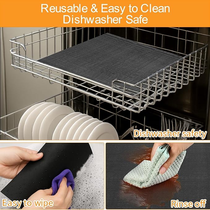 Oven Liners for Bottom of Oven,12"x12" Reusable Non-Stick Heat Resistant Toaster Liners Toaster Mat for Ninja Foodi,Cuisinart,Emeril Lagasse Extra Large 26 QT French Door Air Fryer Oven,4 Pack
