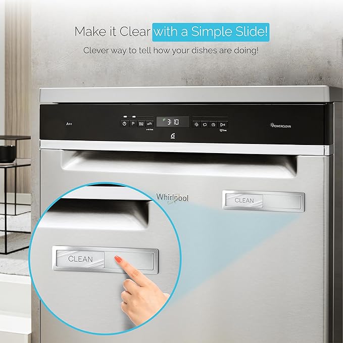 Stainless Steel Dishwasher Magnet Clean Dirty Sign, Premium Clean Dirty Magnet for Dishwasher with a Protective Backing & Adhesives, Kitchen Gadgets Decor, Black White Dirty Clean Dishwasher Magnet