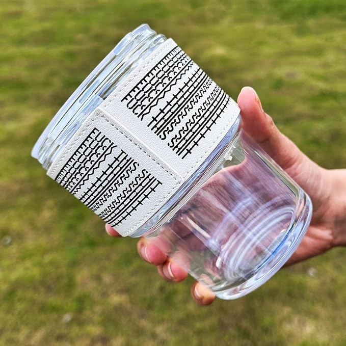 BLUEPOLAR 13oz/400ml Glass Water Tumbler with Straw and Lid Sealed Carry on Thick Wall Iced Coffee Cup for Water, Iced Tea, Fruit Juice