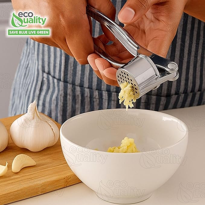 [1 PACK] Stainless Steel Garlic Press - Professional Kitchen Garlic Crusher - Easy Squeeze, Dishwasher safe - Cooking Utensils, Clove Press and Ginger Mincer