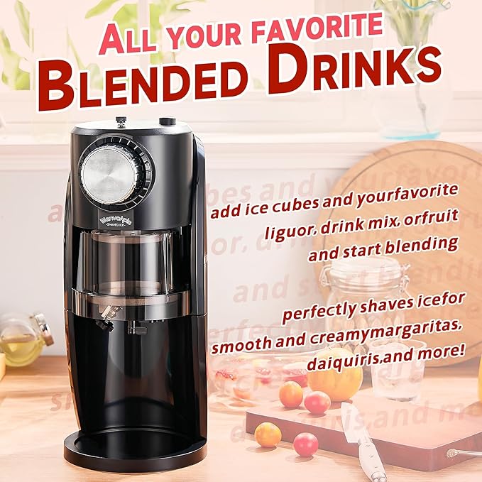 Shaved Ice Machine - Snow Cone Machine Equipped With Stainless Steel Blade Adjustment Knob to Freely Adjust the Thickness of the Snowflakes and 2 Reusable Plastic Ice Mold Cup