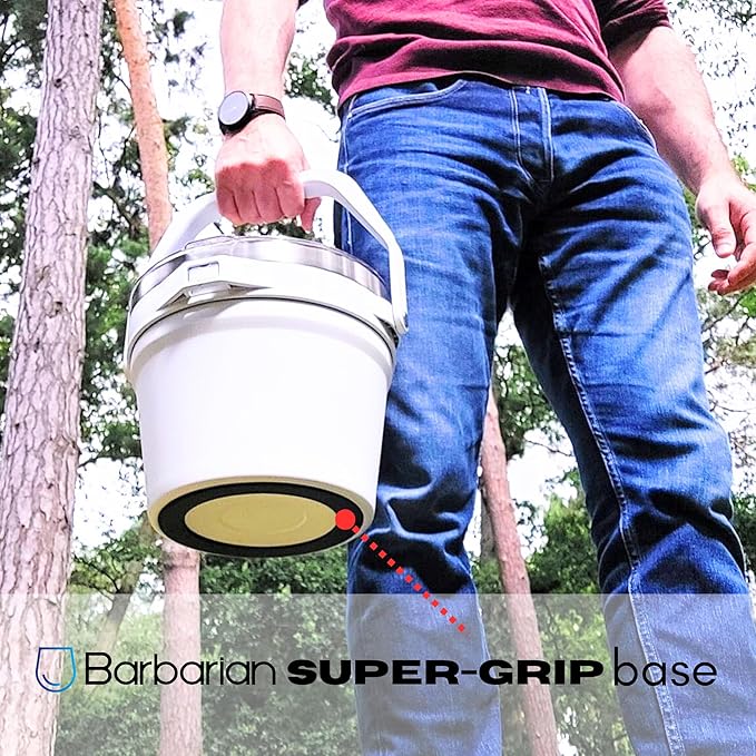 Barbarian Beverage Bucket, Double-Wall Vacuum Insulated Ice Bucket with Lid, Extra Large 7 Litre Capacity with Ice Scoop and Built-In Bottle Opener, White