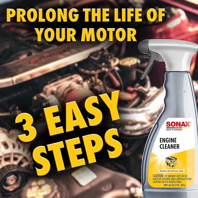 SONAX Engine Cleaner | Powerful Engine Degreaser for Oil & Grease Removal | Safe on Metal, Plastic & Rubber | Phosphate & Solvent-Free Formula | Deep-Cleaning for Hard-to-Reach Areas | 543200 | 500 ml