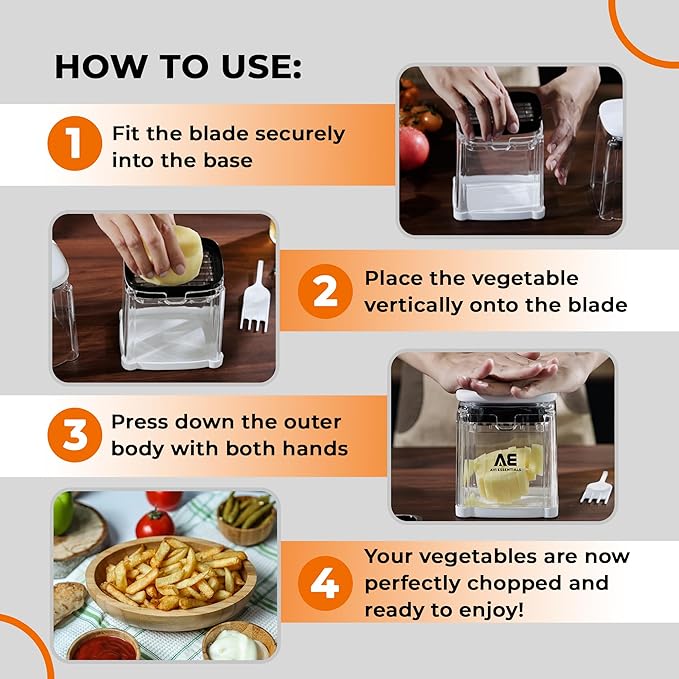 Vegetable Box Chopper | Compact and Convenient Box Chopper for Fruits & Veggies that Comes with Interchangeable Blades and Storage Container | Best Vegetable Cutter for Home Use