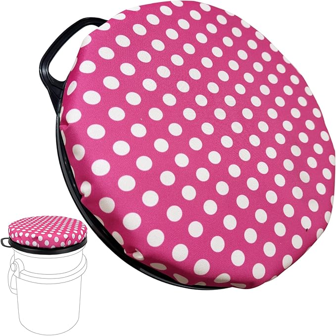 5 Gallon Bucket Seat for Yeti Bucket Only, Swivel Bucket Lid with Padded Top for Cozy Sitting, Bucket Seat Cushion for Outdoor Fishing,Hunting,Gardening, Baseball Training, Pink, Black