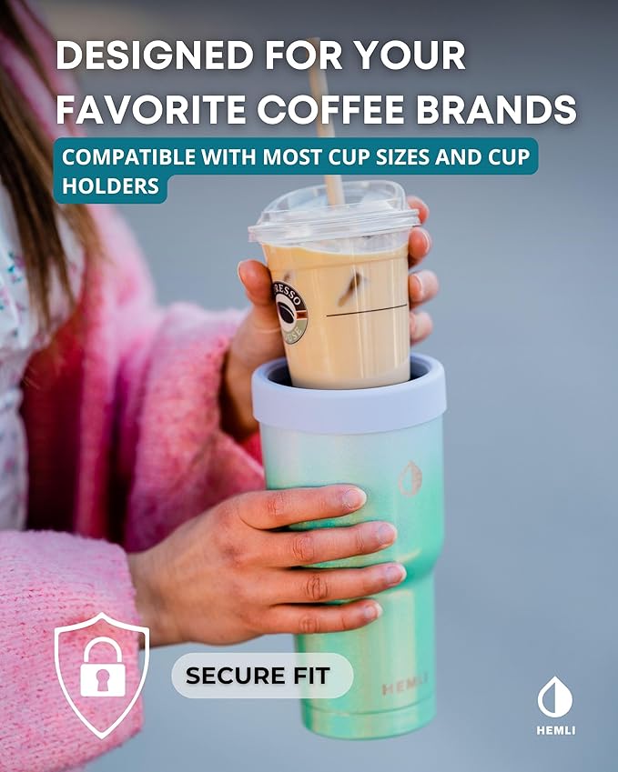 Universal Ice Coffee Sleeve Insulator - Insulated Iced Coffee Holder To Go, Insulated Cup Holder for Starbucks Dunkin Donuts McDonalds, Reusable Coffee Sleeve (Blue China)