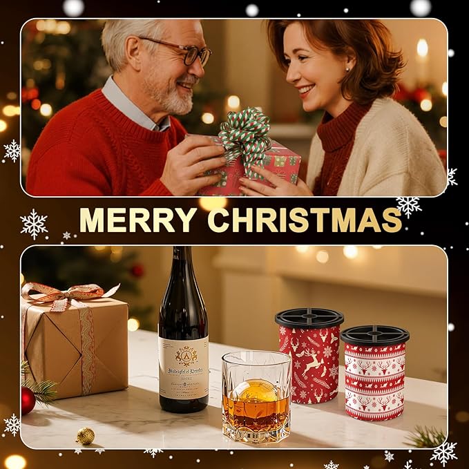 Clear Ice Cube Maker - 2.5" Round Ball - Stainless Steel Clear Ice Cube Molds - Sphere Mold & Christmas Gift for Cocktails, Drinks & Bourbon, Whiskey Gifts for Men Women Dad(2 Packs)