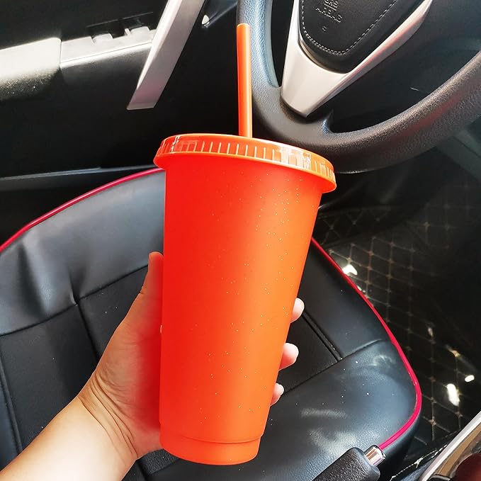 Suertestarry Tumbler with Straw and Lid,Water Bottle Iced Coffee Travel Mug Cup,Reusable Plastic Cups,Perfect for Parties,Birthdays… (Solid Color, 5pack)