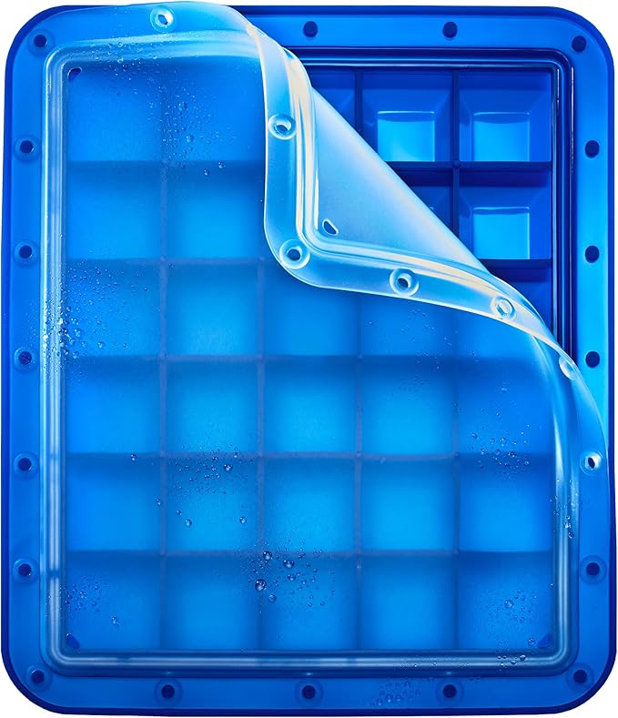 Lurch 240755 Ice Former Arctic Cube 3 cm Blue Ice Cube Tray for 30 Ice Cubes with Transparent Lid Blue