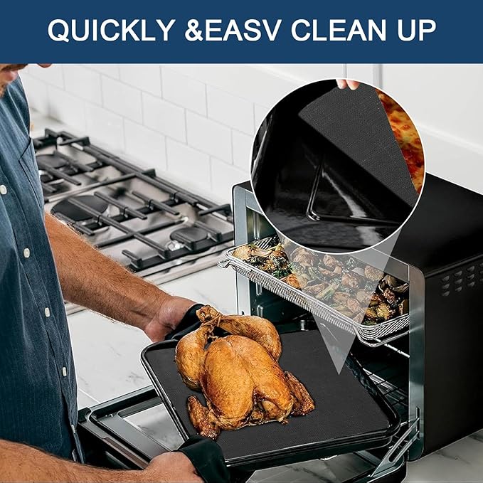 4-Pack reusable Fiberglass Baking Mats for Ninja DT201 DT251 Foodi 10-in-1 Smart XL Air Fry Oven, 10.83"x12.4" Heat-Resistant Non-Stick oven liners mat for bottom of oven Air Fryer accessories