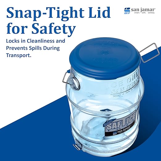 San Jamar-SI6500 Saf-T-Ice Commercial Ice Tote Snap-Tight Lid - Blue, 1 Count (Pack of 1)