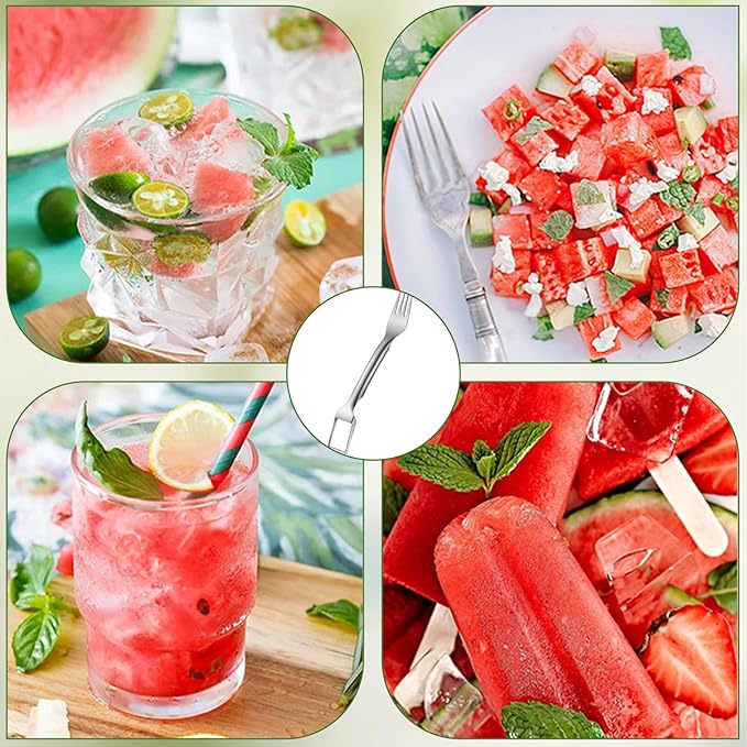 2Pcs Watermelon Cutter, 2-in-1 Stainless Steel Fruit Cutter, Multifunctional Summer Watermelon Cutter, Flexible Kitchen Gadget