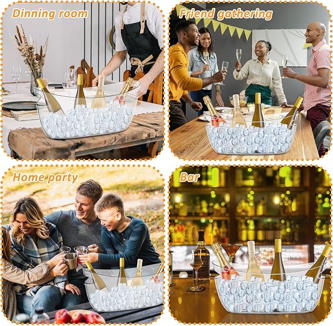 2 PCS Clear Ice Bucket Set - 5L Ice Buckets for Parties with Ice Bucket Scoop, Champagne Beer Tub Wine Beverage Bucket for Cocktail Bar, Parties, and Events