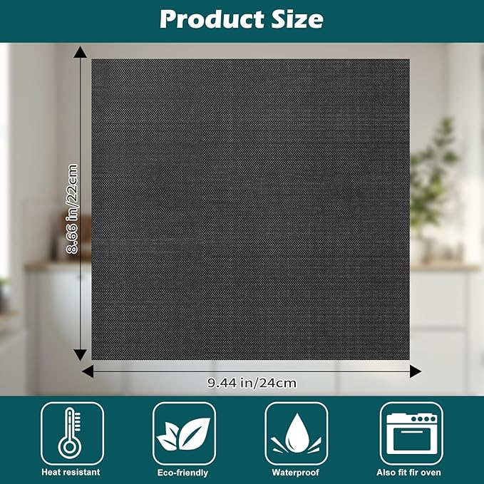 Oven Liners for Bottom of Oven, 9.4"x8.7" Reusable Non-Stick Heat Resistant Baking Mat Teflon Sheets for Chefman 10QT Multifunctional Digital Air Fryer, 4 Pack