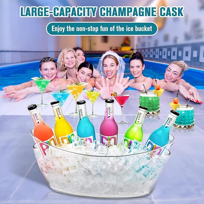 Ice Buckets for Parties, 2 PCS Ice Bucket for Cocktail Bar, 5.5L Drink Buckets for Parties, Wine Cooler, Champagne, Cocktails, Beer Chiller with 2 Ices Bucket Scoop(Clear)