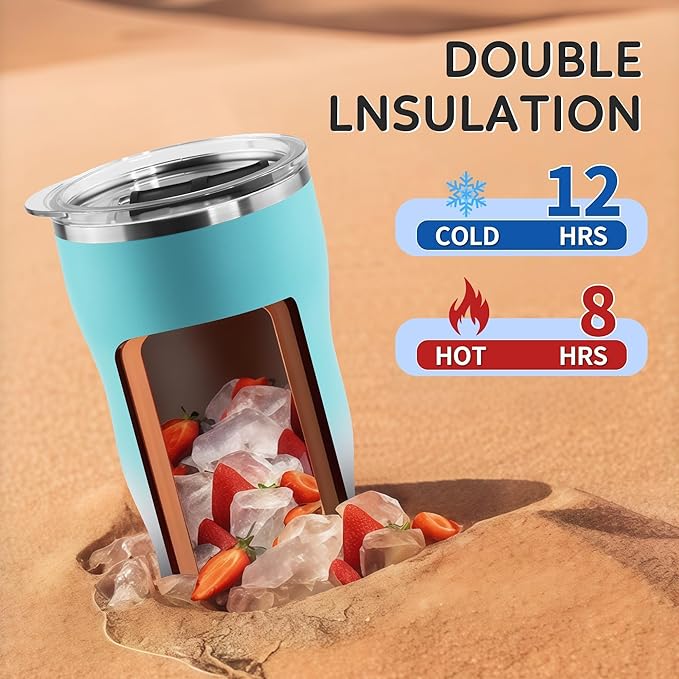 20Oz Insulated Tumbler With Straw And Lid, Stainless Steel Coffee Cup, Double Wall Vacuum Travel Mug,Spill proof Iced Coffee Tumbler,Outside Use,White Blue Tumbler