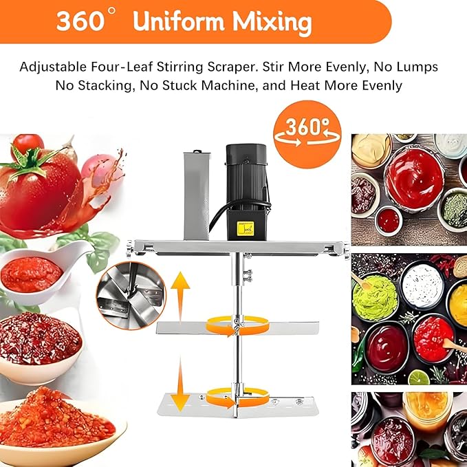 30L/40L/50L/60L Automatic Pot Stirrer Mixer, Automatic Food Mixer Pot Stirrer Mixer, with Double-Layer Stirring Scraper, Stirring Speed Adjustable, for Making Jam/Sauce. 40L