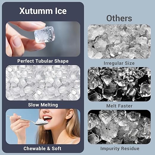 Nugget Ice Maker Countertop, 45Lbs/24H with Water Tank Pebble Ice Maker, Self-Cleaning Pellet Ice Machine Ready in 5-10min, Nugget Ice Machine for Kitchens/Home/Office