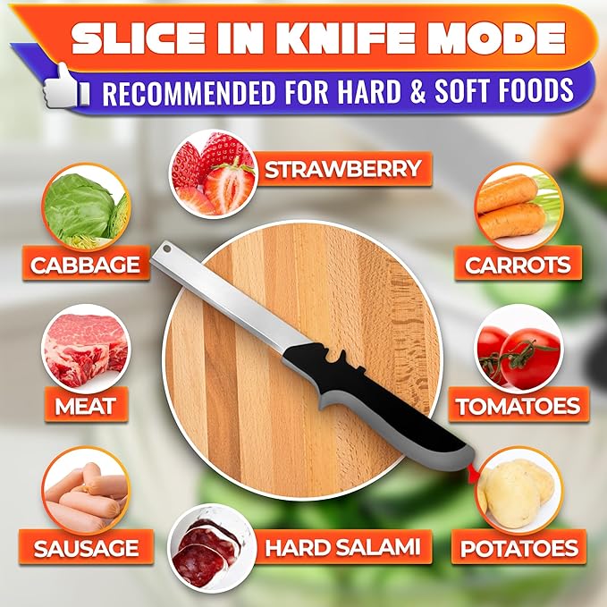 2 in 1 Kitchen Scissors for Food – Stainless Steel Blade & Plastic Cutting Board Scissors with Safety Lock | 9.5" Tomato Knife, Fruit & Vegetable Cutter – Easy-to-Use Kitchen Shears for Meat, Cheese