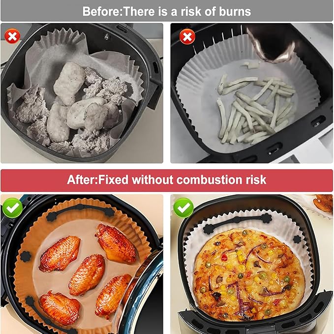Air Fryer Magnets Silicone Buckle for Parchment Paper Liners, High-Temp Resistant Air Fryer Accessories, Safely Lock Paper from Heating Element or Covering Food, Prevent Burning (Blossom)