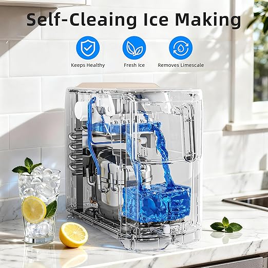 Antarctic Star Portable Countertop Ice Maker with Self-Cleaning, 18Lbs/24H, One-Touch Operation, Ice Scoop for Home, Kitchen, Office(White)