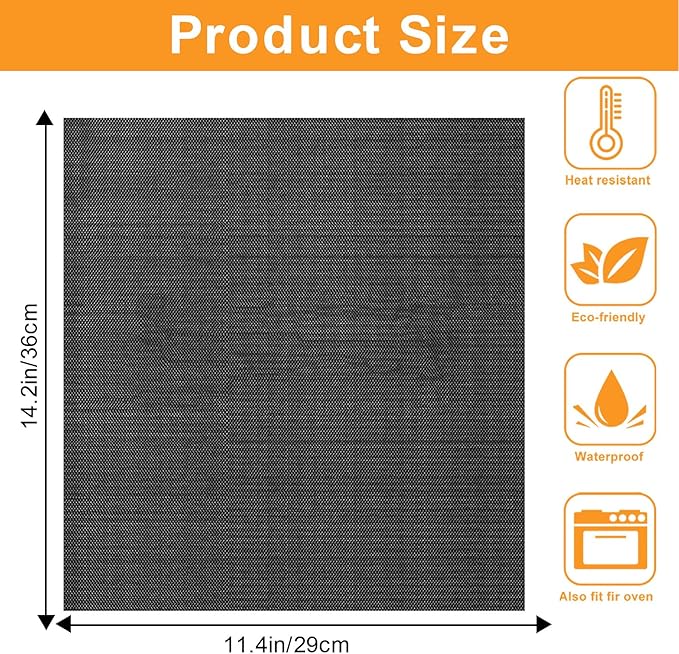 4 Pack Oven Liners for Bottom of Oven, for Cuisinart TOA-95 Air Fryer Toaster Oven, 14.2" x 11.4" Non-Stick Heat Resistant Reusable Grill Pan Sheet, Baking Mat for Roasting & Grilling