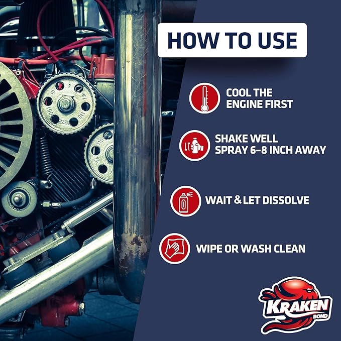 KRAKEN BOND Engine Cleaner Spray - (1x12.3 fl. Oz) Degreaser for Engine Bay, Gunk, and Motor | 1 Pack